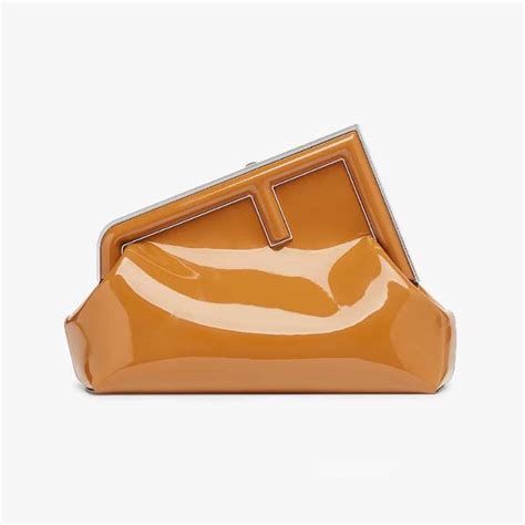fendi brown patent leather handbag